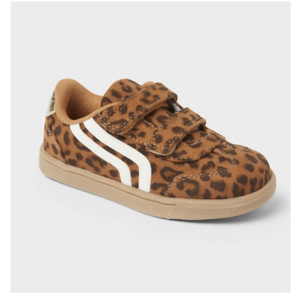 Cat & Jack Toddler Dakota Retro Court Leopard Print Low Top Sneaker Brown